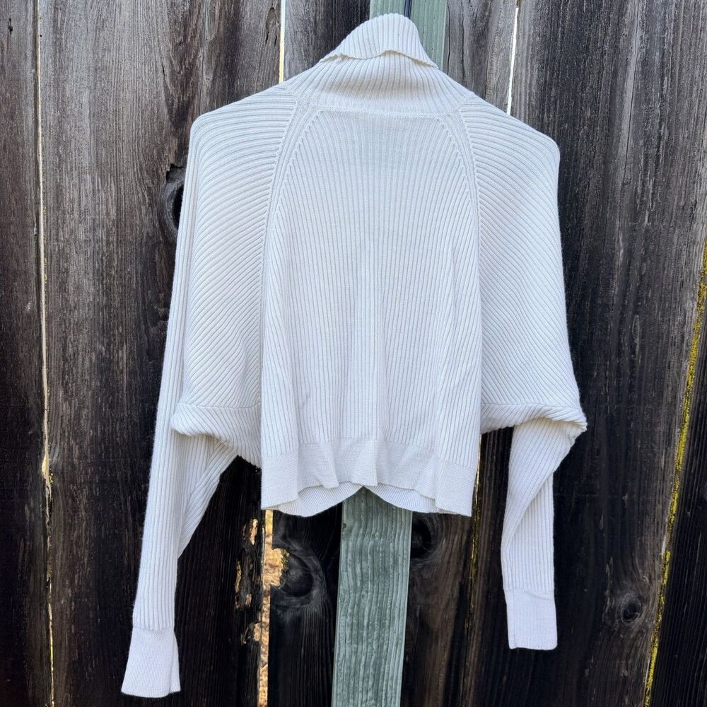 AllSaints Marias Jumper XS 100% Merino Wool Cropped Turtleneck Ribbed Layered - Picture 3 of 10